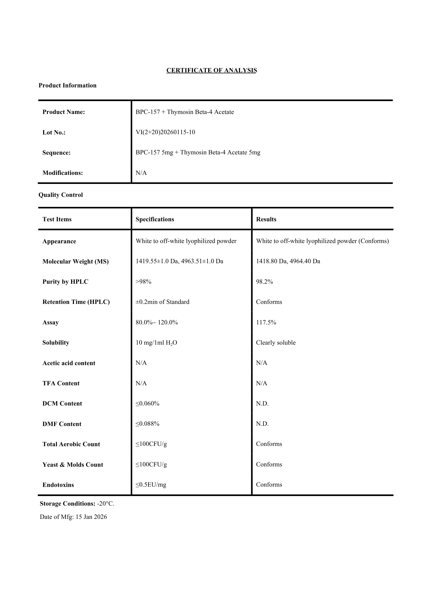 BPC-157/ TB-500 20mg